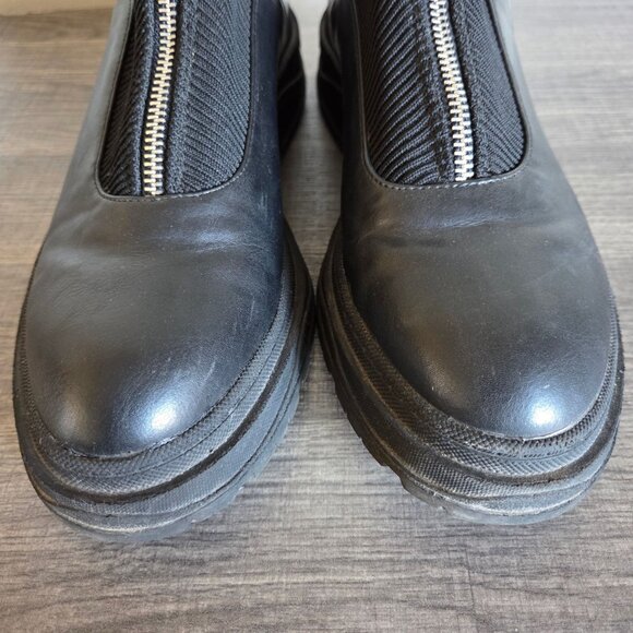 Zara Front Zip Knit Sock Combat Boots Black Size 9 EU 40 Chunky Moto Biker Goth - Picture 4 of 11